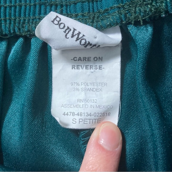 Vintage Bon Worth Deep Sea Green Suede Elastic Waist Pants Size SP - Picture 6 of 8